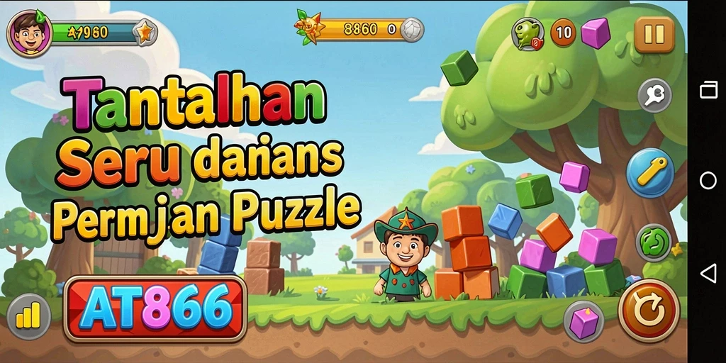 Tampilan gameplay menantang dalam AT866 dengan berbagai teka-teki menarik.