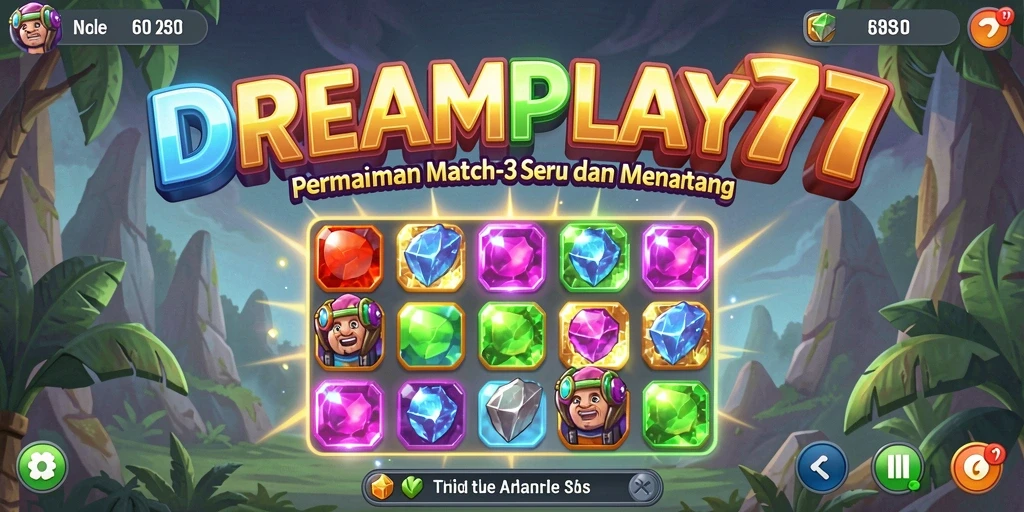 Tampilan gameplay seru dari <strong>DREAMPLAY77</strong> dengan tantangan Match-3.