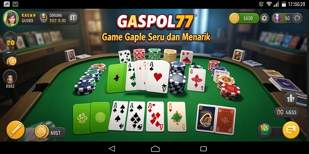 Screenshot GASPOL77 menampilkan gameplay Gaple yang seru dan interaktif.