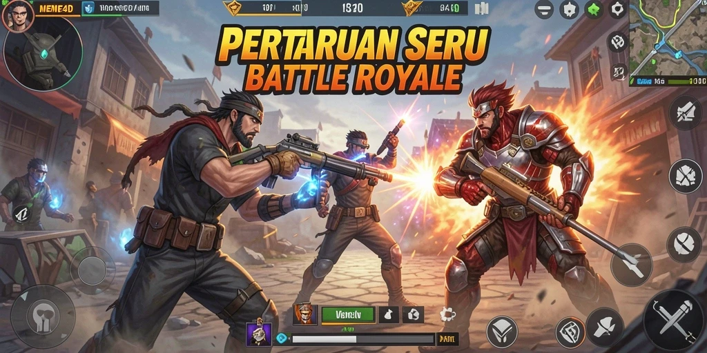 Screenshot gameplay pertarungan seru dalam MEME4D Battle Royale.
