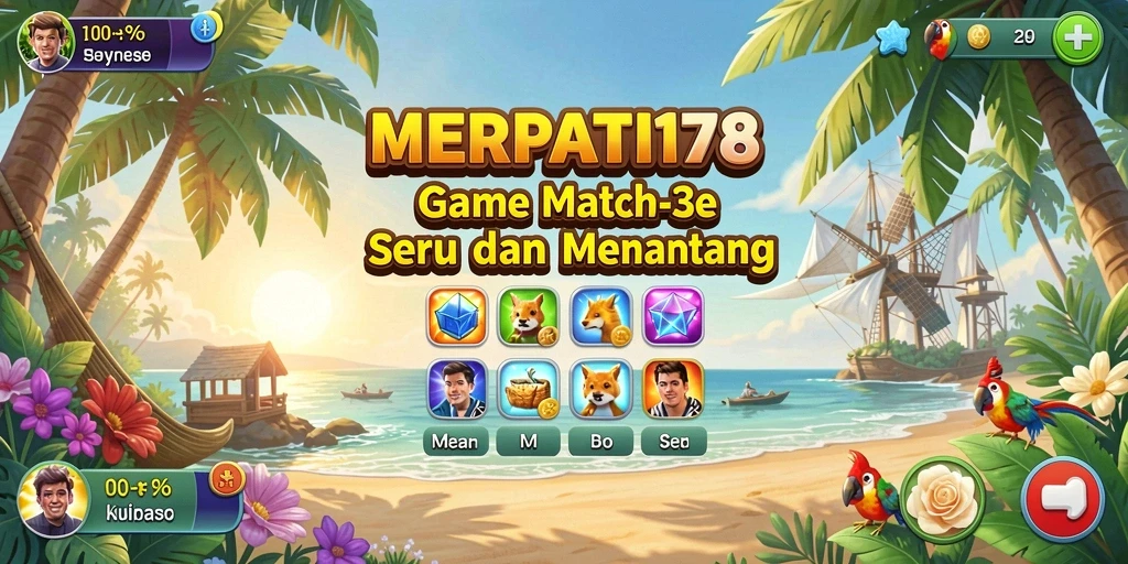 Screenshot gameplay MERPATI178 yang menampilkan momen seru permainan Match-3.