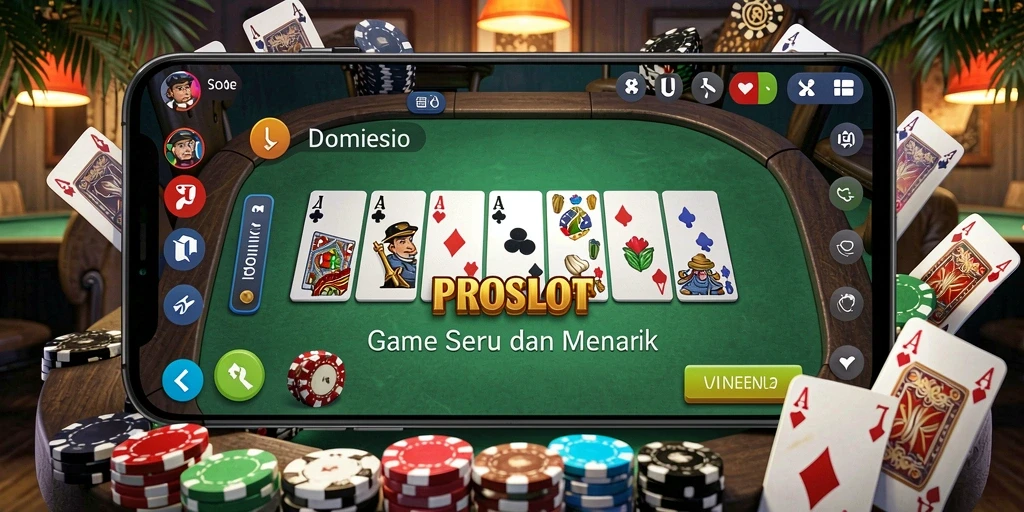 Tampilan gameplay menarik dari PROSLOT yang menggambarkan permainan Domino.