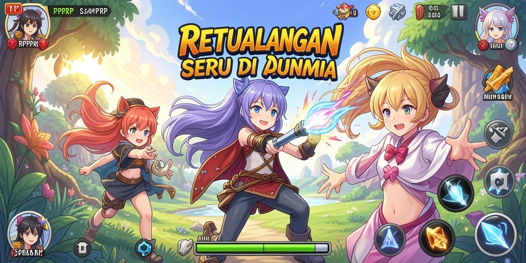 Tampilan gameplay RPRPRP yang memukau dengan karakter Anime.