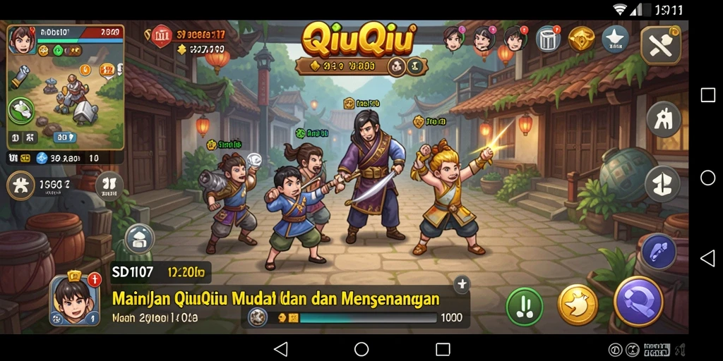 Screenshot utama SD107 menampilkan gameplay QiuQiu yang seru.