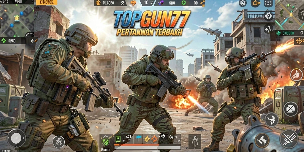 Tampilan gameplay seru dari TOPGUN77 dalam pertarungan Battle Royale.