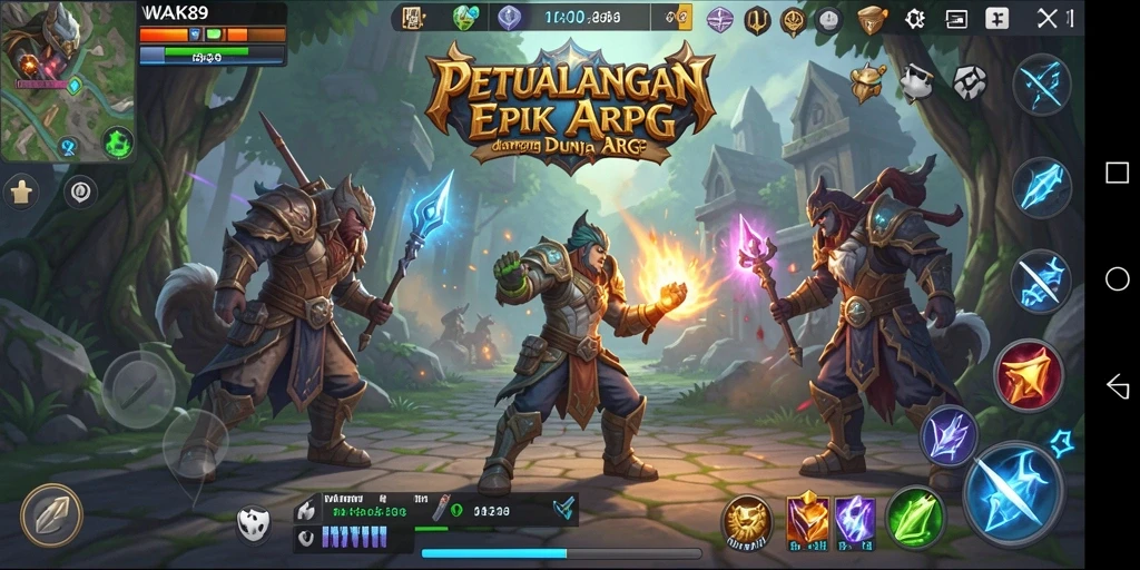 Tampilan seru dari gameplay WAK89 dalam dunia ARPG.